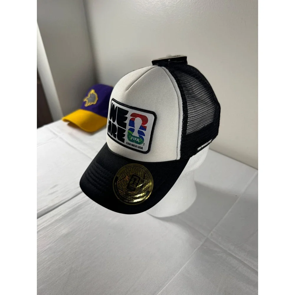 FIFA World Cup 2026 We Are 26 Trucker Hat Cap Black White Canada Mexico USA NWT